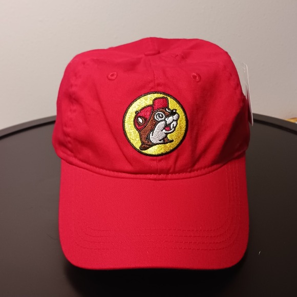 Buc-ees Hat Cap Mens Adjustable Red Preppy Embroidered Logo Beaver - Picture 1 of 5